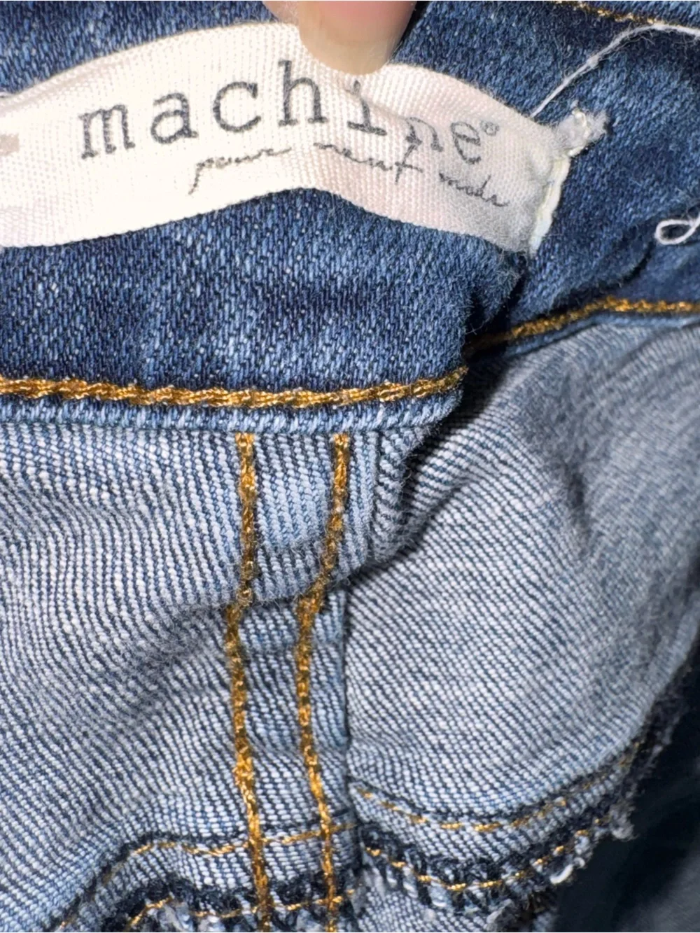Machine Dark Blue Distressed busted skinny Denim Overalls 27